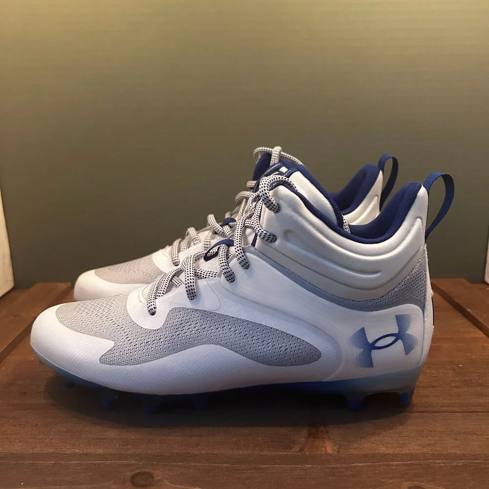 NWB Under Armour Men's Command MC Lacrosse Cleats Blue White Size 11